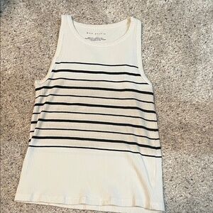 Max studio Cream and Black Striped Tank Top